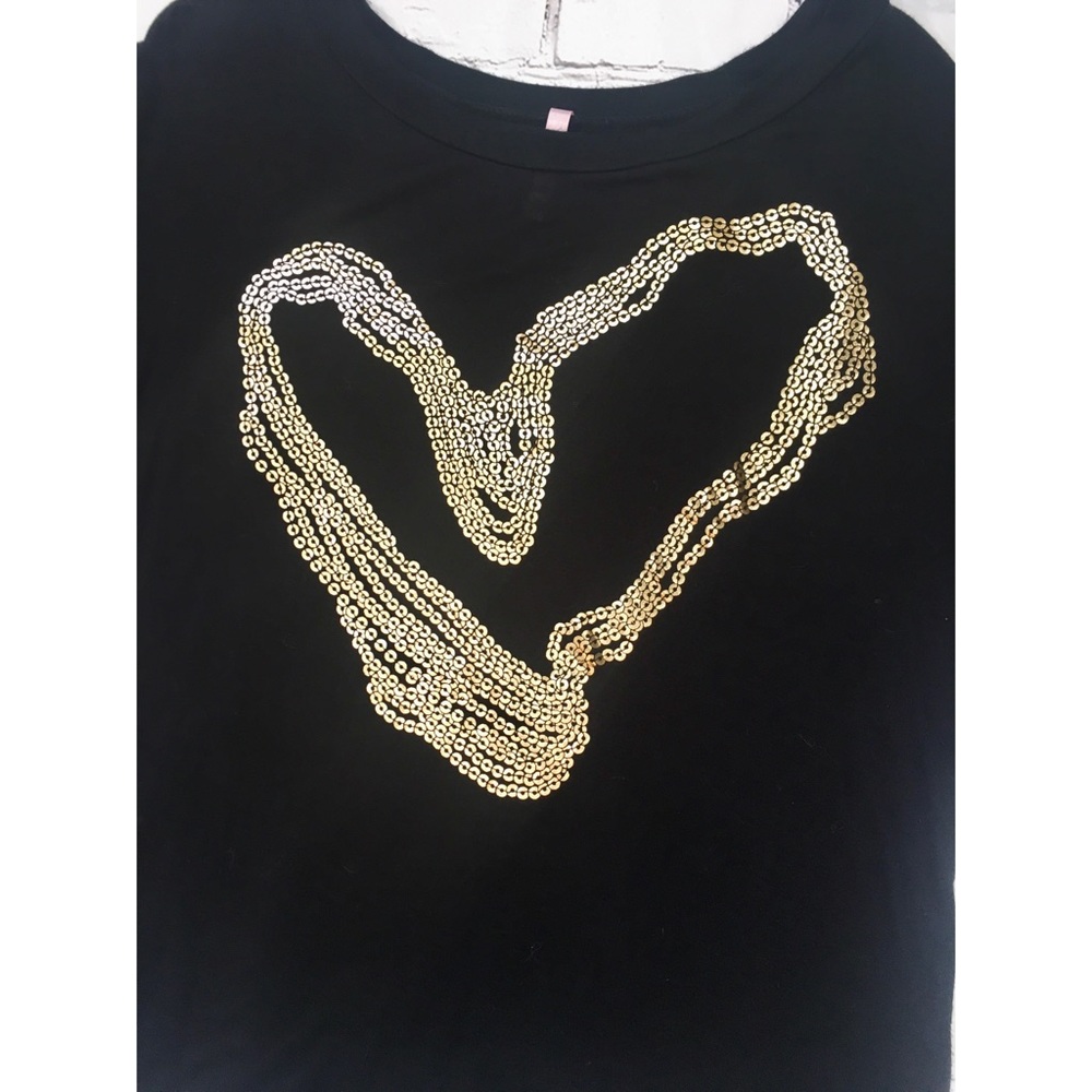 Rue 21 Black Slouch Gold Heart T-shirt - Picture 4 of 8